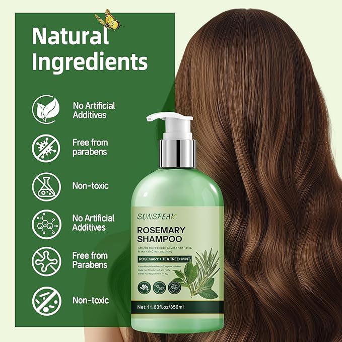 Rosemary Shampoo for Hair Growth: Thickening & Regrowth Shampoo with Tea Tree Oil Mint Biotin for Anti-Hair Loss & Thinning Hair for Women & Men - Strengthening Plant Formula, Sulfate Free
