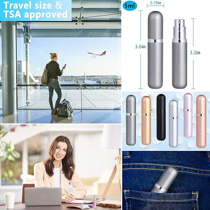 Travel Refillable Perfume Atomizer Bottle 5ml Leakproof Travel Perfume Refillable Bottle (Pink)