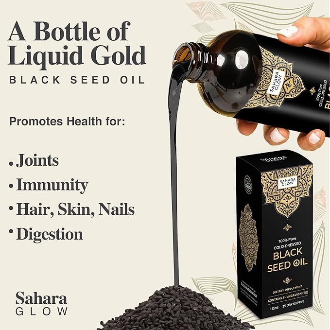 Zamann Naturals Black Seed Oil – 100% Pure Nigella Sativa, 1-Time Cold Pressed & Unfiltered, Made in Egypt, High Thymoquinone, 4.2oz – Immune, Hair, Skin & Joint Support