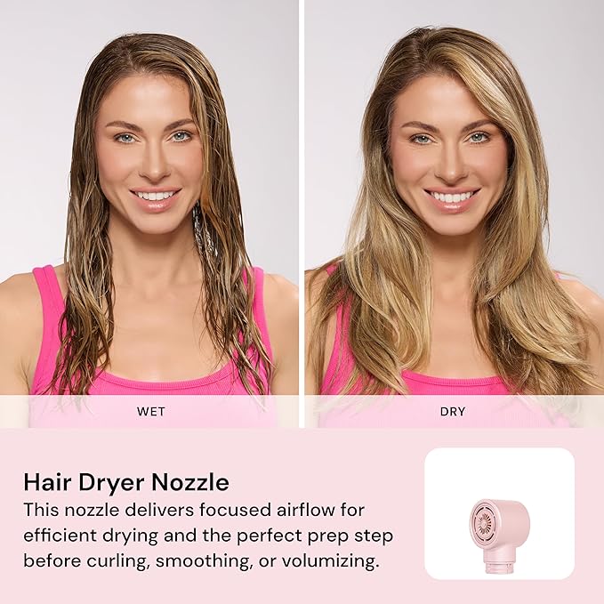 L'ANGE HAIR TurboStyle All-in-One Air Styling & Drying System | 5-in-1 Attachments with Auto-Wrap Curlers & Volumizing Brush | Fast-Drying Brushless Motor Dryer | Dual Voltage | All Hair Types (Blush)