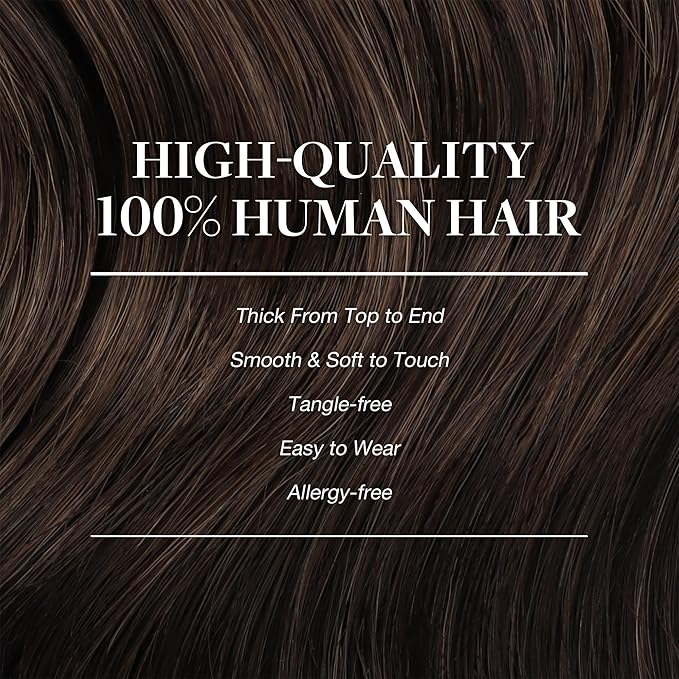 GOO GOO Clip in Hair Extensions Real Human Hair, Remy Human Hair Extensions Clip ins for Women, Natural Human Hair, 18inch 150g 9Pcs, 2A Light Brown