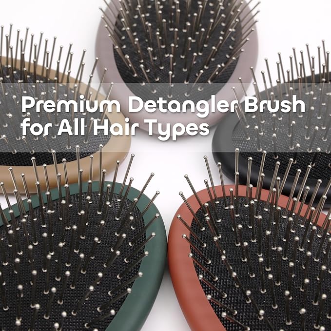 WeiLa Anti-Static Hair Brush Oval, Stainless-Steel Bristles Detangler for Wigs & Hair, ABS Handle (Lemon, Regular)