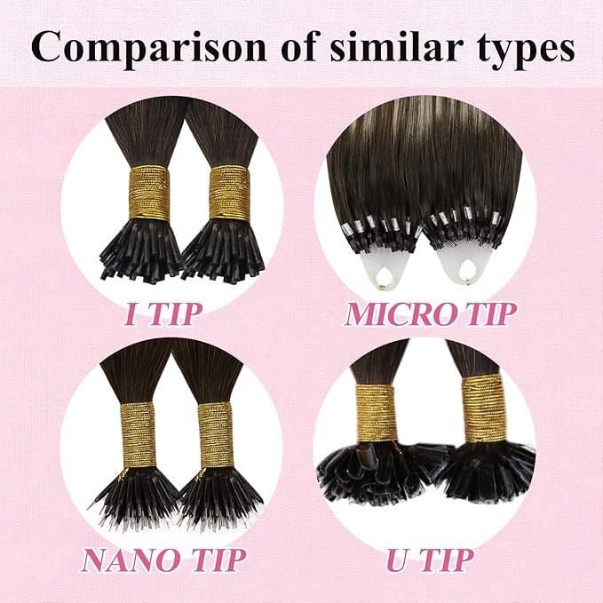 YoungSee Micro Link Hair Extensions Human Hair Balayage Micro Loop Hair Extensions Dark Brown Ombre Blonde Balayage Brown Bead Extension Human Hair 20In 50g 50s Microring Hair Extension for Wedding