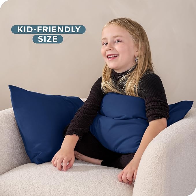 Bare Home Microfiber Pillow Cases - Toddler Size Set of 2 Cooling Pillowcases Double Brushed Dark Blue Pack Easy Care (Toddler Pillowcase 2, Dark Blue)