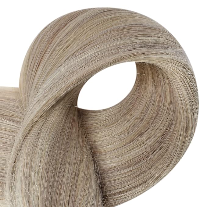 Full Shine Seamless Remy Hair Extensions Tape in Color 18/613 Ash Blonde Mix With Blonde Natural Hair 14Inch Tape in Real Human Hair Extensions Double Side Tape Extensions 20Pcs 50Grams Add Volume