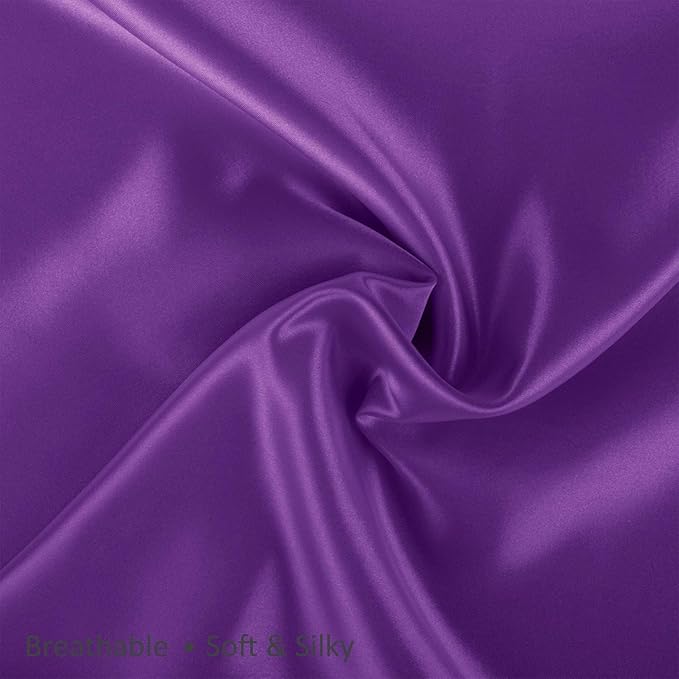 BLISSFORD Purple Satin Pillowcase with Zipper, for Hair and Skin Care, Feels Soft and Cool Like a Silk Pillowcase, Satin Pillow Cases 2 Pack, Slik Pillow Cover, Grape/Purple, Queen Size - Set of 2