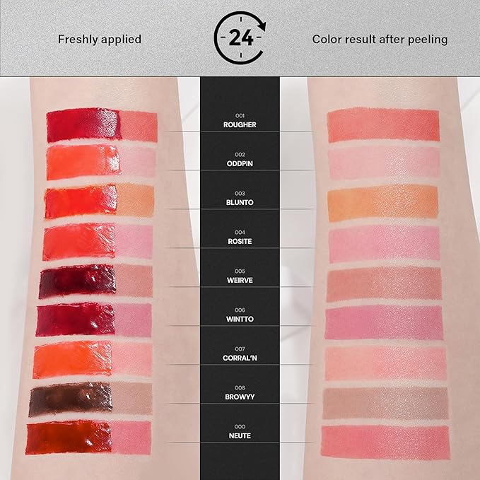 Liptique Korean Lip Stain Peel Off - 24 Hour Long Lasting Lip Tattoo, Waterproof & Transfer Proof, Nourishing & Hydrating Lip Tint for Women, Instant Plumping Lip Tints Peel Off (005 WEIRVE)