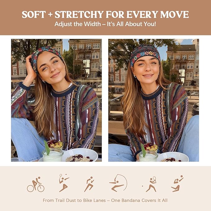 Wide Headbands for Women Knotted No Slip Head Bands Soft Turban Headband Hair Accessories Boho African Solid Color Head Wraps for Women Yoga Workout Pack of 6