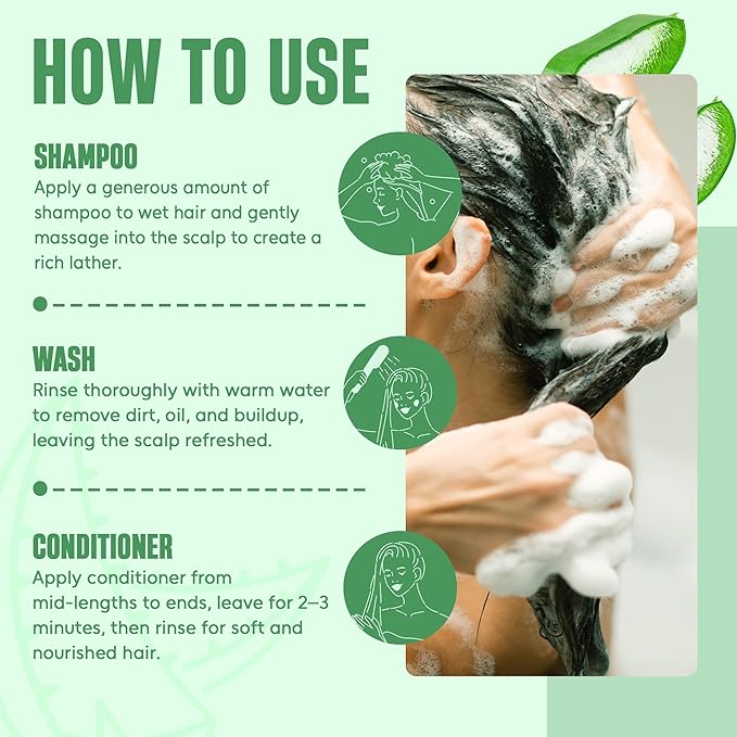 Aloe Vera Shampoo and Conditioner Set | 16 fl oz Each | with Batana Oil | Hydrating, Soothing & Moisture Balance Formula | Nourishing Care for Dry, Itchy or Sensitive Scalp