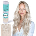 Irresistible Me Real Human Hair Extensions Clip Ins – 100% Human Hair Clip In Extensions for Length & Volume – Invisible Extension – Heat Resistant & Dyeable – Icy Blonde, 14 Inches