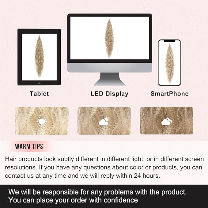 Flufymooz Ponytail Extension, Flexible Wrap Around Ponytail Extension Long Wavy Curly Ponytail Hair Extensions Natural pony tail Synthetic Hairpiece for Women 26 Inch (Champagne Blonde)