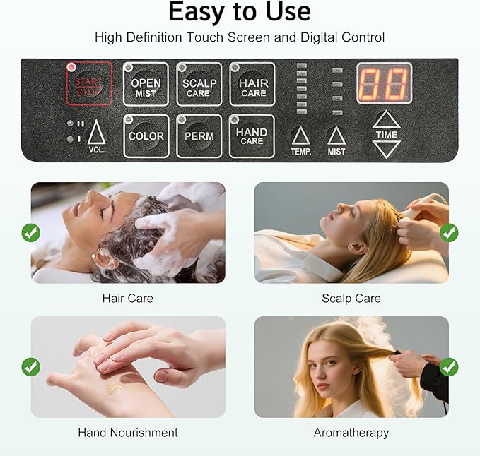 Nano Hair Steamer Machine Processor, Professional Hair Dryer, 500W Professional Hair Treatment Machine for Hair Drying, Heating, Perm Styling Salon SPA (500W Style2)