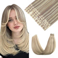 Pinkpearl Invisible Tape in Hair Extensions Human Hair, 20pcs 16inch 45g #18P60 Ash Blonde Highlighted Platinum Blonde Injection Tape in Extensions Real Remy Seamless Human Hair Injected
