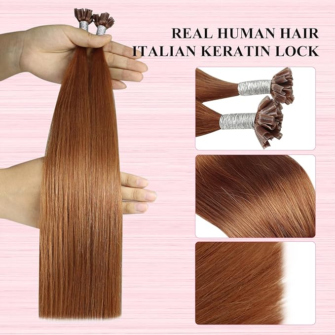 YoungSee U Tip Hair Extensions Copper U Tips Human Hair Extensions Copper Hair Utip 20In 50s/50G