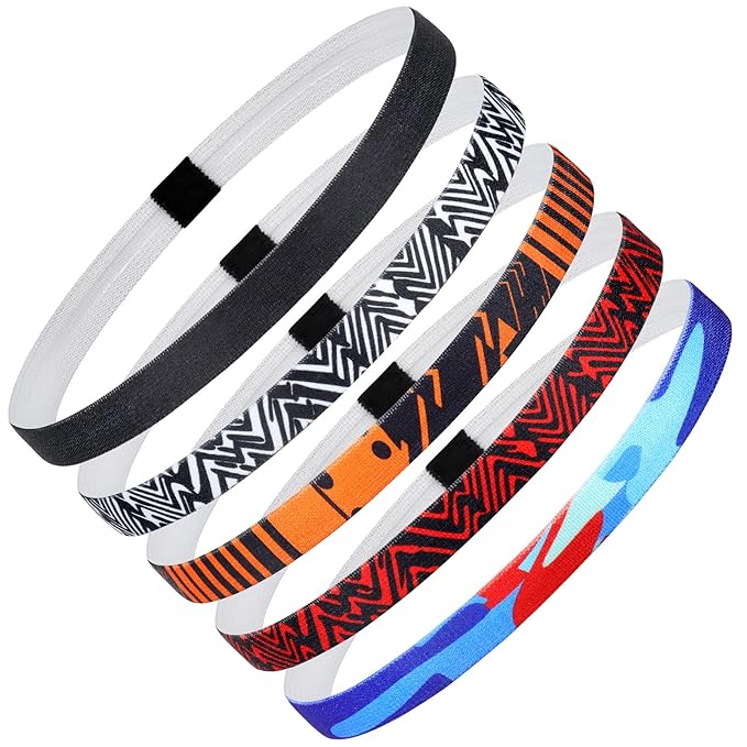 Headbands for Women, 5 PCS Unisex Sports Hair Band, Thin Hair Band Boys & Children, Elastic Headband Men's Sports Non-Slip Headbands, Thin Hair Bands for Football, Yoga, Running