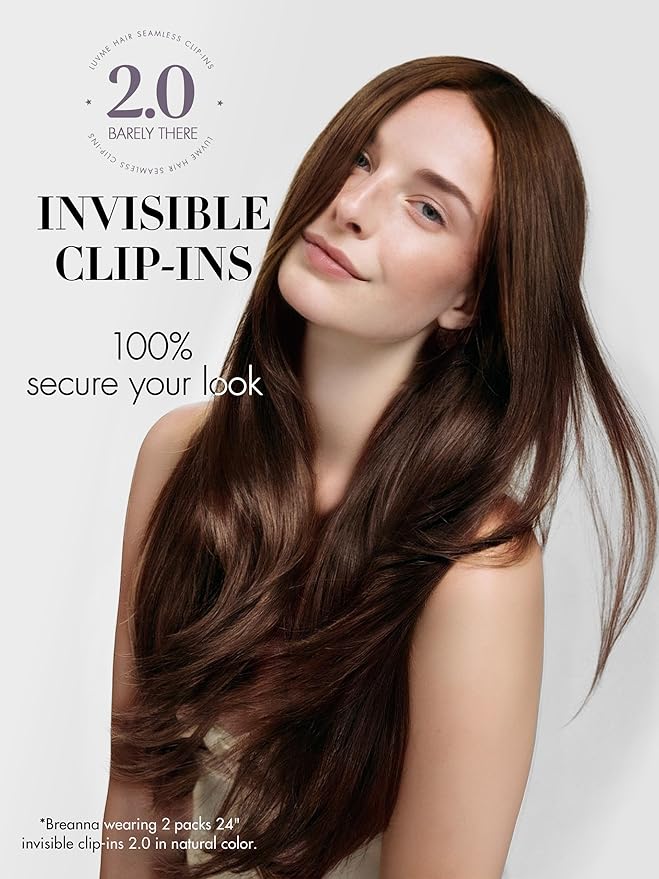 LUVME Invisible Clip in Hair Extensions Real Human Hair, 26 inch 110g 6Pcs, Natural Remy Human Hair Extensions Clip ins for Women, Natural Human Hair Silky Straight Highlight No.2