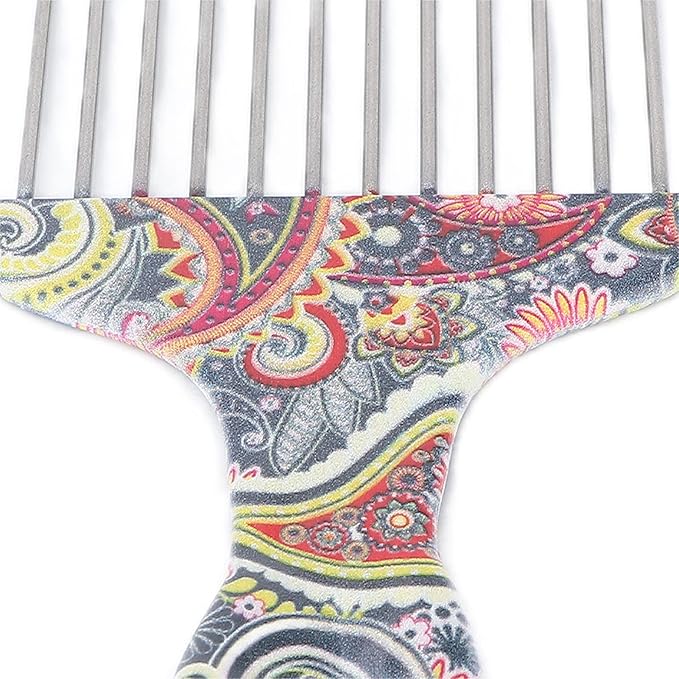 Professional Hair Styling Pick Comb - Stainless Steel, for Afro Hair, Suitable for Women and Men (Waist flower K4)