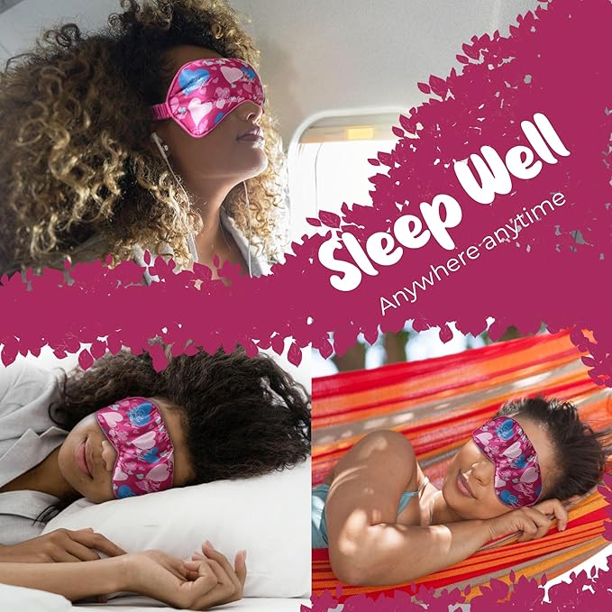 Luxury Sleep Mask – Soft, Lightweight & Ultra Comfort-Perfect for Light Blocking Wake up Radiant (Pink, Elastic Band Strap)
