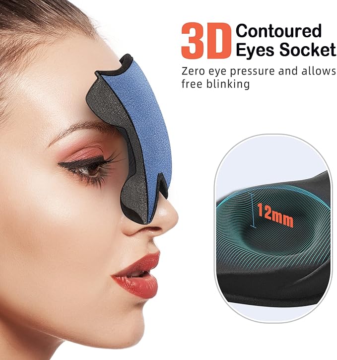 LitBear Sleep Masks, Light Blocking Eye Mask Sleeping for Women Men Side Sleeper, Soft 3D Comfortable Sleeping Mask with Adjustable Elastic Strap for Travel