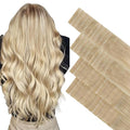 GOO GOO Invisi Edge Tape in Hair Extensions Human Hair, 18ET90A Natural Blonde Balayage 20pcs injected with 20pcs classical tape ins, 12inch 80g, Virgin Remy Hair, Natural Look