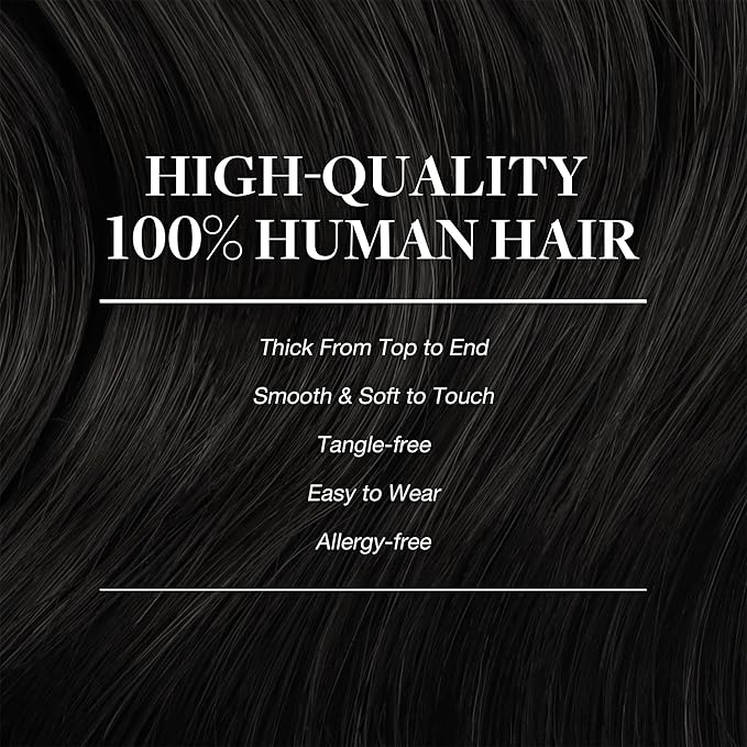 GOO GOO Clip in Hair Extensions Real Human Hair, Remy Human Hair Extensions Clip ins for Women, Natural Human Hair, 16inch 150g 9Pcs, 1B Natural black