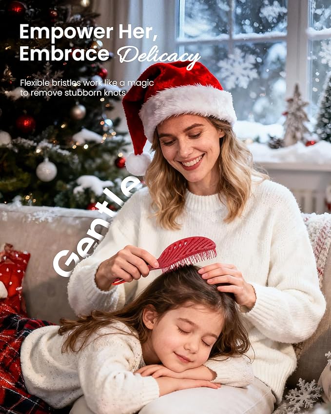 Christmas Gift for Women, Stocking Stuffers for Teen Girls, AIMIKE Painless Detangler Hair Brush w/Soft Bristles, Extra Gentle Wet & Dry Brush for Fine or Sensitive Hair, Ideal Holiday Presents