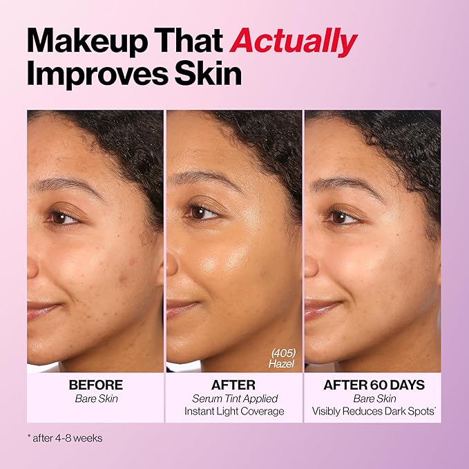 Revlon Illuminance Tinted Serum, Triple Hyaluronic Acid, Evens Out Skin Tone Over Time and Hydrates All Day, SPF 15, 405 Hazel, 0.94 fl oz.