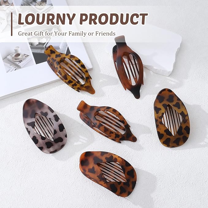 Lourny Flat Hair Clips for Women, French Flat Claw Clips & Duckbill Hair Clips for Thin Hair Lightweight Non-Slip Claw Clips for Women 6PCS