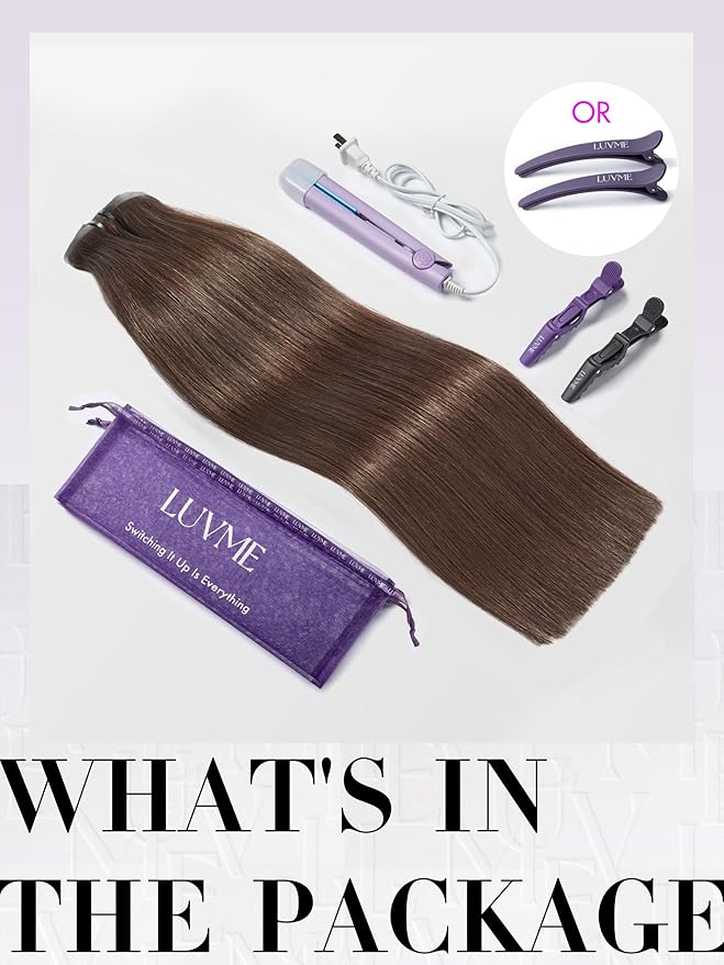 LUVME Seamless Clip in Hair Extensions Human Hair, 16 Inch 135g 9pcs Dark Brown Hair Extensions Clip in Human Hair Silky Straight Remy Human Hair Extensions