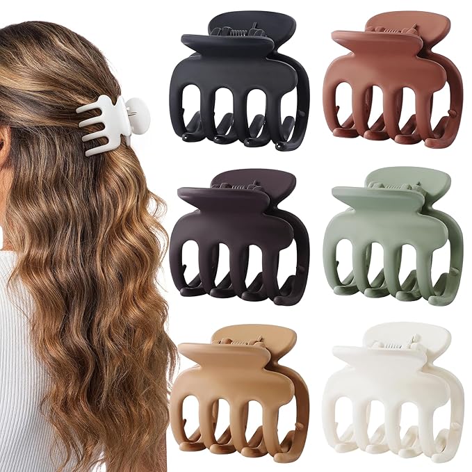 6 Pcs Hair Clips Small Claw Clips for Thin Hair Medium Matte Non-slip Hair Accessories for Women and Girls (Brown)