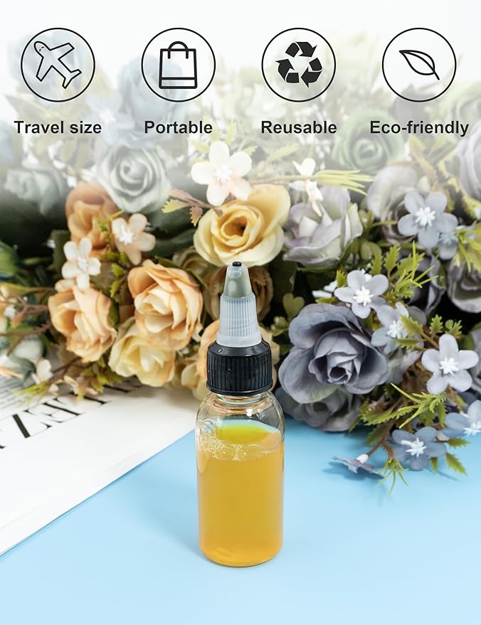 6 Pcs 1oz Plastic Squeeze Bottles with Twist Top Cap, 30ml Clear Dispensing Bottles, Empty Squirt Bottle for Liquids, Sauces, Arts, Crafts, Travel