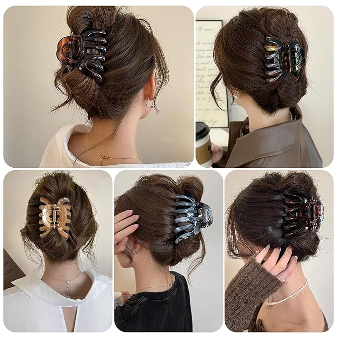 Large Octopus Hair Claw Clips for Thick Hair Big Hair Clips for Long Wavy Curly Hair, Strong Hold Non-Slip Grip Tortoise Shell Hair Accessories for Women