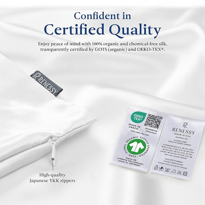 Premium Silk Pillowcase 100% Organic Mulberry Silk, 22 Momme, Grade 6A - Oeko-Tex Certified in Germany - Luxury for Hair & Skin, 1 Piece (Standard Size 20x26 Inches, Warm Taupe)