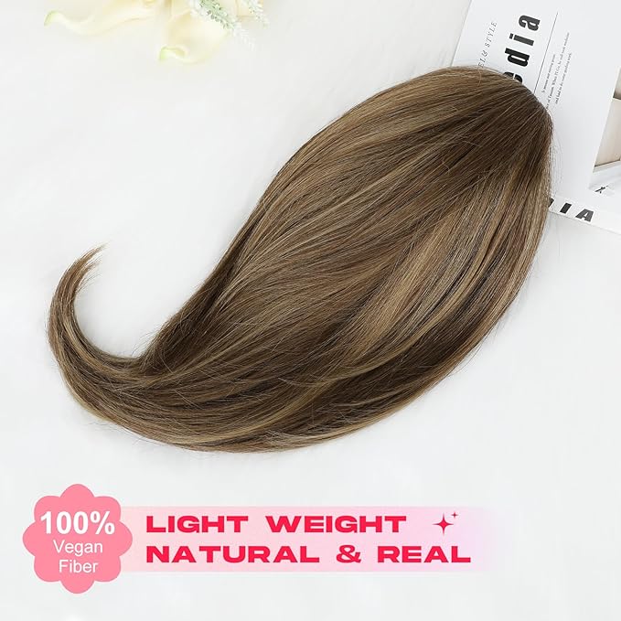Ponytail Extension – 16” Claw Clip in Ponytail Hair Extensions Natural Soft Synthetic High Pony Tail Hairpieces for Women (Chestnut Brown with Highlights, 16 inch)