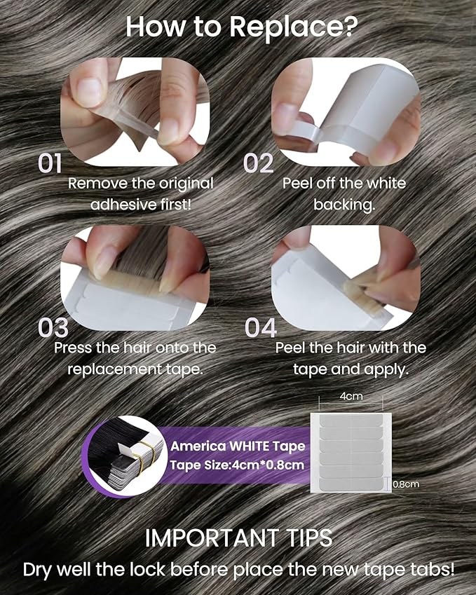LaaVoo Tape in Hair Extensions Human Hair Balayage Tape in Human Hair Extensions Ombre Off Black to Silver Grey Hair Extension Tape on Soft Hair 22inch 20pcs 50g