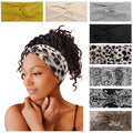 Tobeffect 8 Pack Turban Headbands for Women Non Slip Leopard Print Boho Head Wrap Accessories Elastic Hair Band for Women's Hair