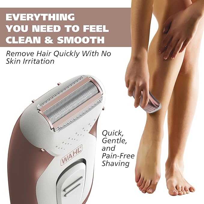 Wahl Smooth Confidence Ladies Waterproof Cordless Battery Shaver for Legs, Bikini Line, and Armpits - Model 7067