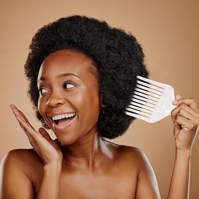 VOCOSTE Wide Tooth, Afro Hair Pick Comb, Hair Styling Tool for Men Women, Plastic, White, 4.8 Inch