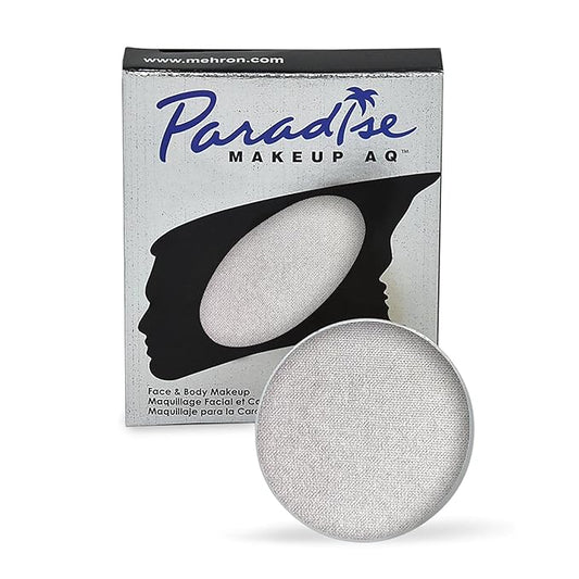 Mehron Makeup Paradise Makeup AQ Refill Size | Stage & Screen, Face & Body Painting, Cosplay, Halloween | Water Activated Face Paint, Body Paint, Cosplay Makeup .25 oz (7 ml) (Metallic Silver)