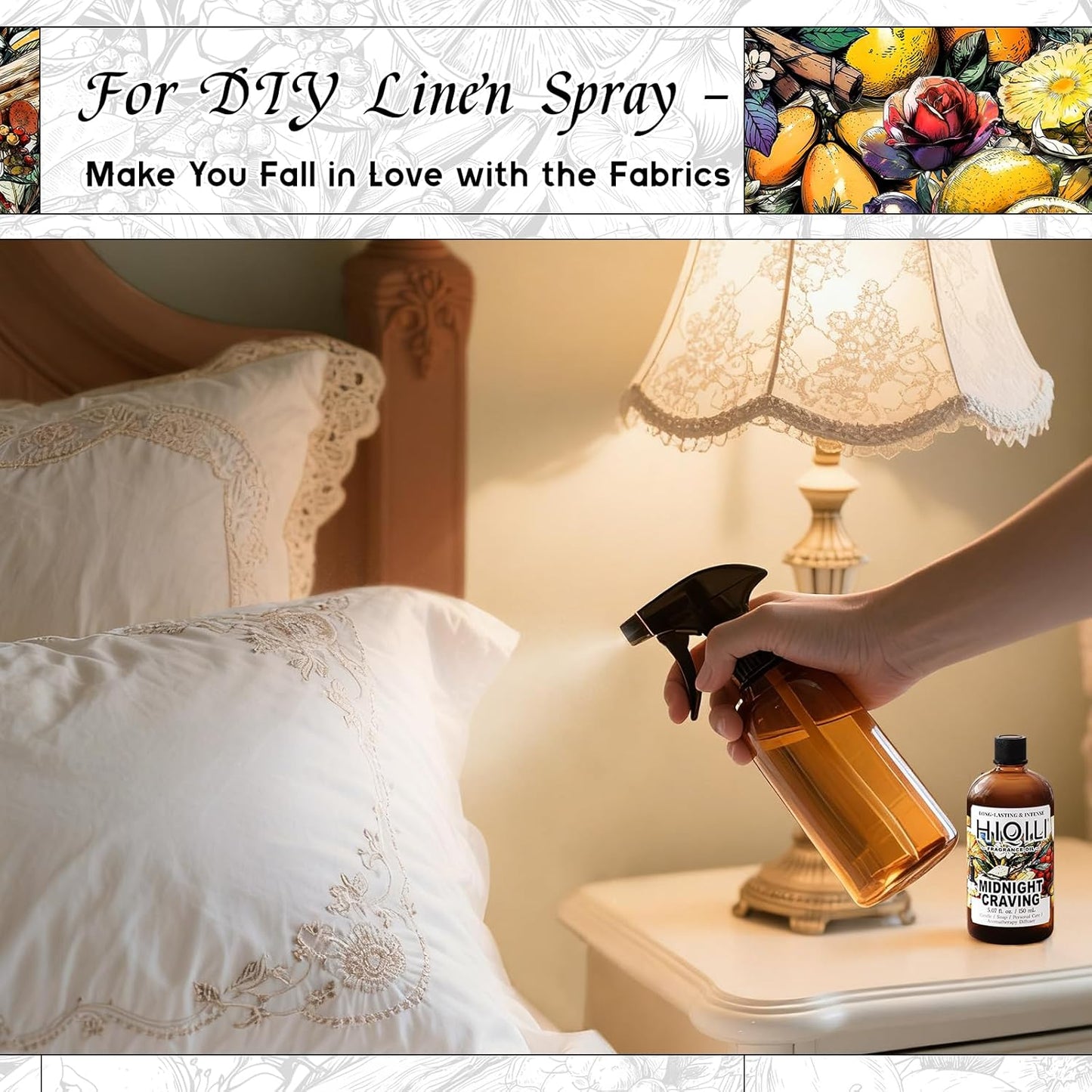 HIQILI Midnight Craving Fragrance Oil, Inspired by Y S.L's B.Lack O.pium, for Diffuser, Candle & Soap & Perfume Balm Making, Sweet Gourmand Aroma- 5.07 Fl Oz