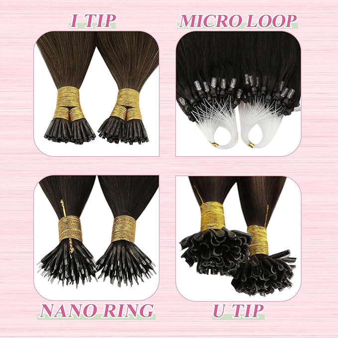 YoungSee Utip Hair Extensions Balayage U Tip Hair Extensions Remy Human Hair Brown Balayage Blonde Straight 18In 50s/50g