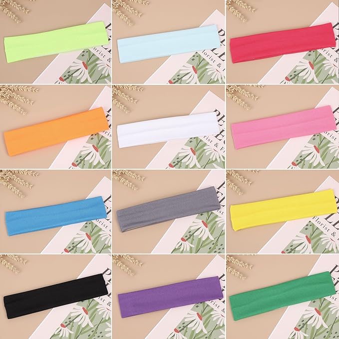 Hairband, 12 Colors Soft Elastic Hair Headband for Gym Exercise Sport Yoga, Casual Fashion Women Hair Accessories, Girl Women Head Bands, 12 Count