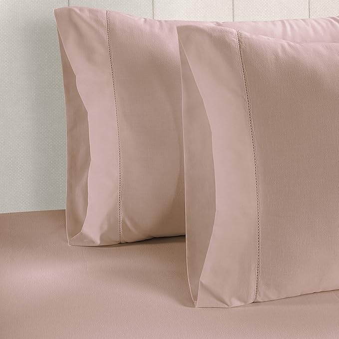 LANE LINEN 100% Organic Cotton Pillowcases - Standard Size and Crisp Cool Percale Weave Sleeping Pillow Covers Set of 2 - Dusty Rose