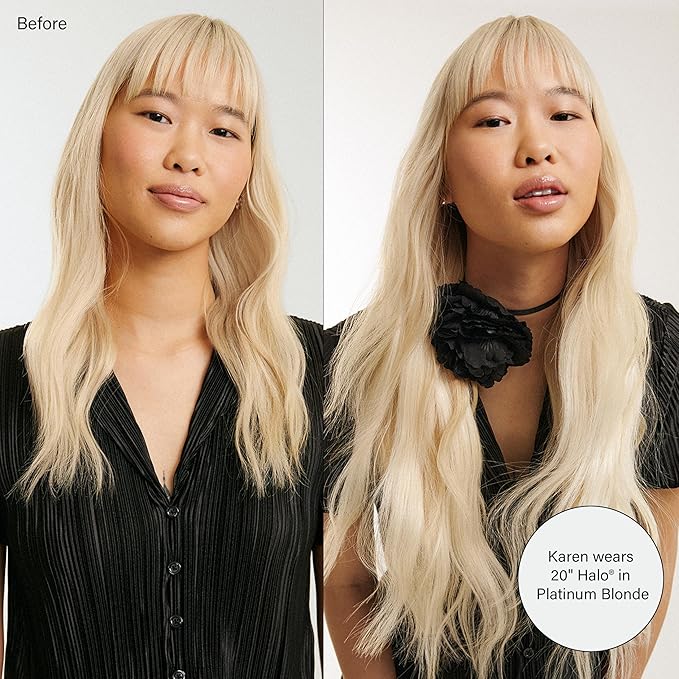 Luxy 100% Remy Human Hair – Halo Clip-In Hair Extensions –Natural Looking Volume & Length - One-Piece - Easy 5-Min Application 140 grams 16" Medium Natural Brown
