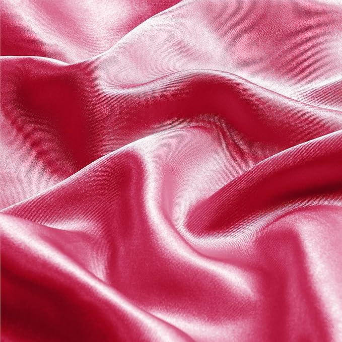 BEDELITE Satin Pillowcase with Zipper, Hot Pink King Size Pillow Cases Set of 2, Super Soft and Cooling Similar to Silk Pillow Cases, Gift for Women Men(20x36 Inches)