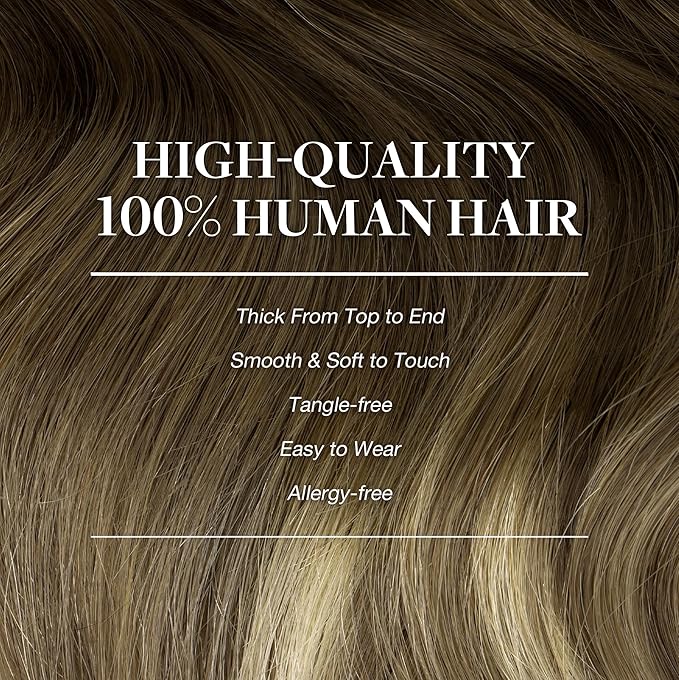 GOO GOO Clip in Hair Extensions Real Human Hair, Remy Human Hair Extensions Clip ins for Women, Natural Human Hair, 20inch 160g 7Pcs, #3/8/613 Balayage Walnut Brown to Ash Brown and Bleach Blonde