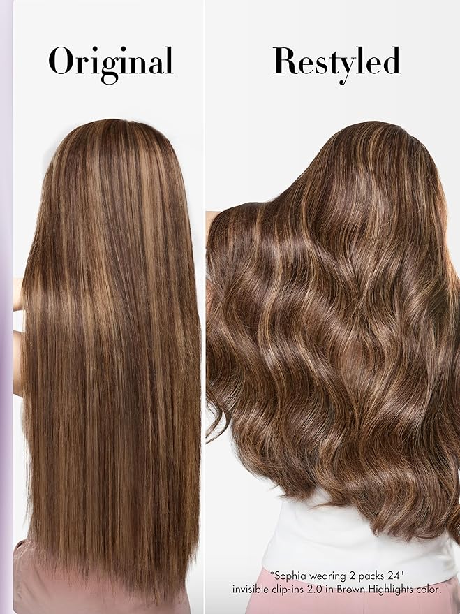 LUVME Invisible Clip in Hair Extensions Real Human Hair, 18 inch 110g 6Pcs, Natural Brown Highlights Human Hair Extensions Clip ins for Women, Natural Seamless Straight Human Hair