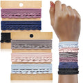 Boho Hair Ties Set, 24 Pcs Hair Tie Bracelet for Girls and Women, Soft Nylon Cotton Hair Ties, Hair Bands for Ponytails, Daily Life, Sport, Cooking, Working