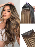 LUVME Clip in Hair Extensions, Straight Seamless 24 Inch 70g 4Pcs Chestnut Brown, 100% Real Remy Human Hair, Soft Natural Full Max Invisible Comfortable Hair Extensions for Women