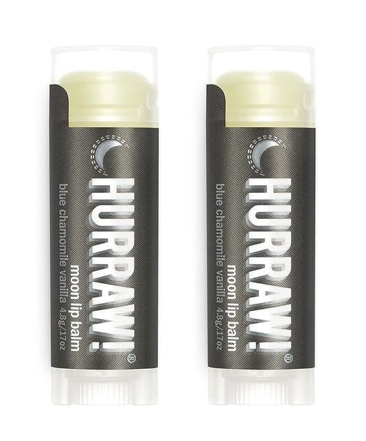 Hurraw! Moon Night Treatment (Blue Chamomile, Vanilla) Lip Balm, 2 Pack: Organic, Certified Vegan, Cruelty and Gluten Free. Non-GMO, 100% Natural Ingredients. Bee, Shea, Soy and Palm Free. Made in USA